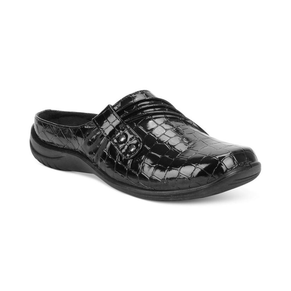 NIB Easy Street Black Croc-Embossed Mules